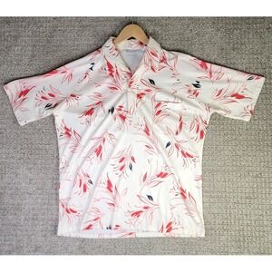 Vintage LILLY DACHE Polo Shirt Mens L‎ Multi 70s Disco Floral Retro AOP S/S